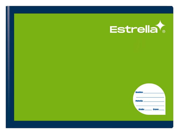 Cuaderno Estrella Italiano Cosido Doble Raya 100 Hojas (Modelo 0654) contiene 100 hojas de papel bond rayado