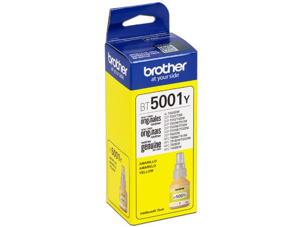 Botella de Tinta Brother, color Amarillo, Modelo: BT-5001Y, Alto Rendimiento.