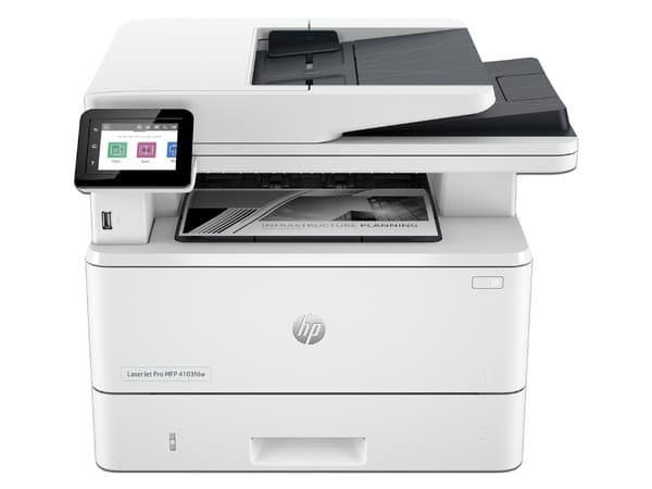Multifuncional láser monocromática empresarial HP LaserJet Pro MFP 4103fdw, Impresora, Copiadora, Escáner, Fax, Ethernet, USB.