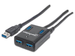 Hub USB 3.0 Manhattan 162302 de 4 puertos con adaptador de energía - imagen 1