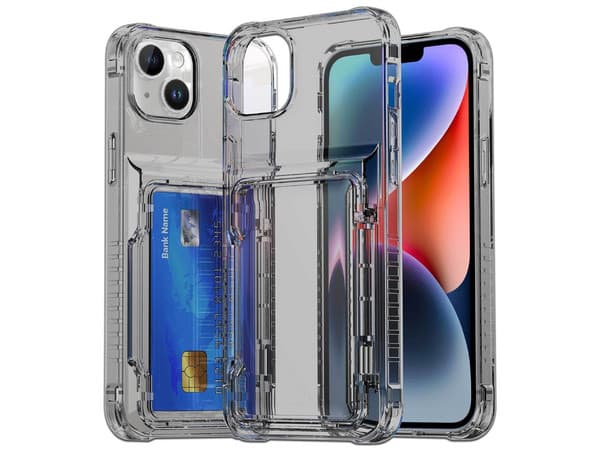 Funda Protectora TEKKU Con Tarjetero para iPhone 15, Color Humo.