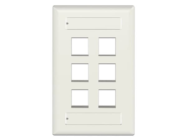 Placa de Pared Vertical Panduit NK6FIWY de 6 Salidas Keystone, Con Espacios Para Etiquetas, Color Marfil.