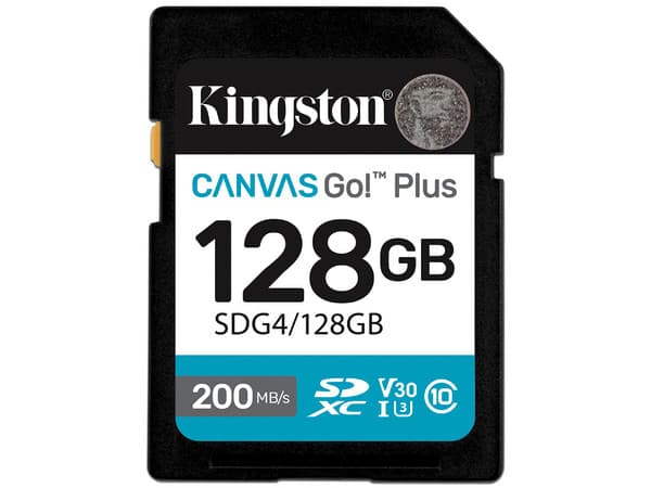 Memoria Kingston Canvas Go! Plus SDXC de 128GB, UHS-I U3, Clase 10.
