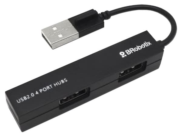 Hub de USB 2.0 BRobotix 497677 a 4 Puertos USB-A. Color Negro.