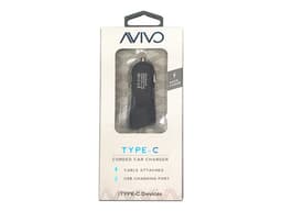Cargador para Auto Avivo con USB-C 2.4A y USB 1A. Color Negro. - imagen 2