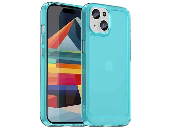 Funda Protectora TEKKU Rugged para iPhone 15, Color Azul Translucido.