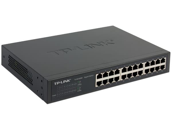 Switch Gigabit TP-Link TL-SG1024D de 24 puertos 10/100/1000 Mbps, para montaje en rack.