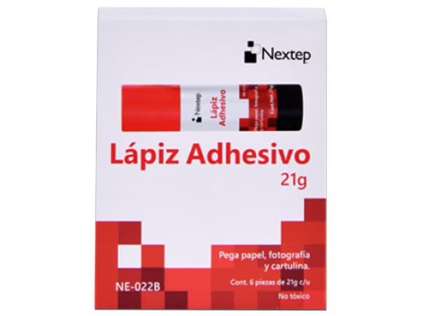 Lápiz Adhesivo Nextep de 21g, paquete con 6 piezas.
