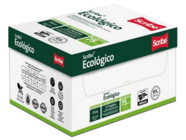 Papel Cortado Scribe Ecológico Oficio 93% de Blancura 75gr Caja C/5000 Hojas