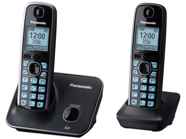 Teléfono Inalámbrico Panasonic KX-TG4112MEB Tecnología DECT 6.0 Digital, Altavoz en base, LCD, Identificador de llamadas e iluminación color azul.
