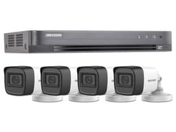 Kit de Videovigilancia Hikvision HIK5MPSLQ-KIT(B), DVR de 4 Canales TurboHD y 4 Canal IP, 4 Cámaras tipo Bala de 5MP con Micrófono, Fuente de Poder de 3.3A y 4 cables BNC coaxial. - imagen 1