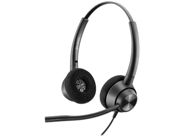Audífono tipo Diadema con Micrófono Poly EncorePro 320-QD, Quick Disconnect. Color Negro.