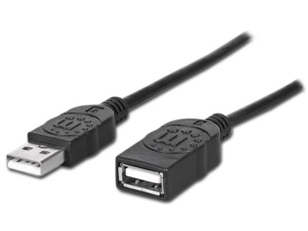 Extensión de cable USB, A macho / A hembra, 1.8m, Color Negro.