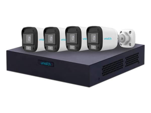 Kit de Videovigilancia Uniarch Color Hunter, Incluye DVR XVR-104F, 4 Cámaras Tipo Bala UAC-B112-F28-W de 2MP.