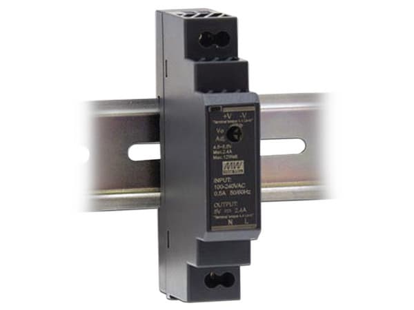 Fuente de Poder Industrial Mean Well HDR-15-12 de 12VDC, 15W, Ultra Delgada, Riel Din.