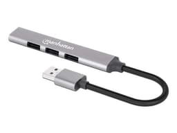Hub Manhattan USB-A a 4 Puertos USB A, Color Gris. - imagen 1
