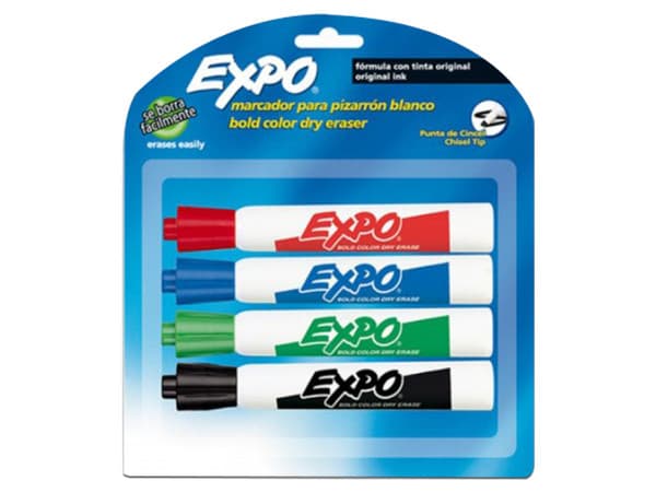 Marcador Sanford Expo para Pizarrón Blanco, Color Negro, Rojo, Azul y Verde, (4 Piezas)