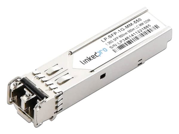 Transceptor SFP Linked Pro LP-SFP-1G-MM-550 (Mini GBIC) para Fibra Multimodo, 1.25 Gbps, Conectores LC Dúplex, hasta 550m.