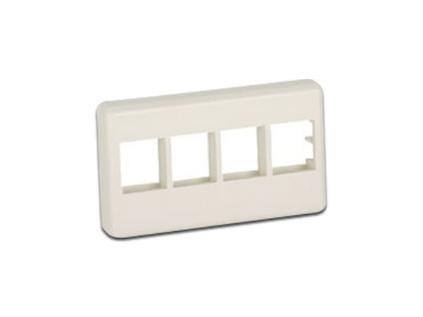 Placa de Pared Para Mueble Modular, Salida Para 4 Puertos Keystone, Color Blanco Mate.