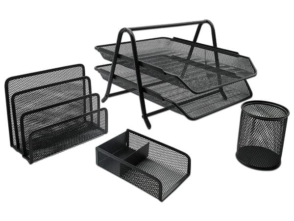 Juego de Charolas Organizadoras Nextep, Tipo Oficio, Incluye porta lápices y organizador de documentos, Color Negro.