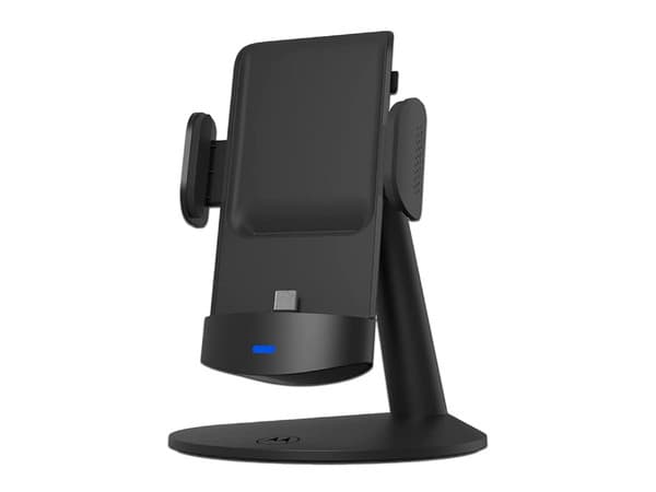 Soporte Ajustable Multimedia para Smartphone Motorola Ready For Dock, USB-C de 20W, Color Negro.