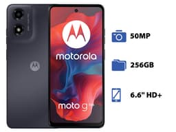 Smartphone Motorola Moto G04s: Procesador Unisoc T606 (hasta 1.6 GHz), Memoria RAM de 4GB, Almacenamiento de 256GB, Pantalla LED Multi-Touch de 6.6" HD+,Bluetooth, Wi-Fi, Cámara Principal de 50MP, Android 14, Color Negro. - imagen 2