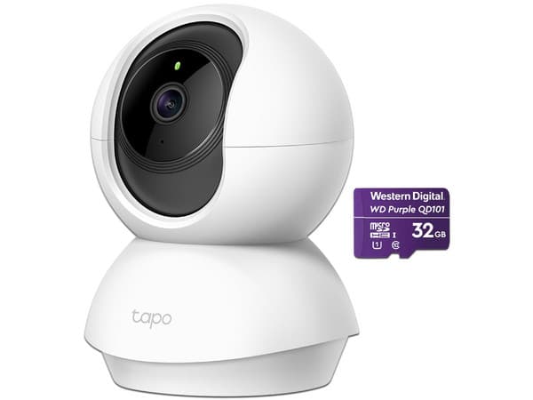 Cámara de Vigilancia TP-Link Tapo C200, Resolución Full HD 1080P, Visión nocturna, incluye Memoria Western Digital Purple QD101 MicroSDXC de 32GB.