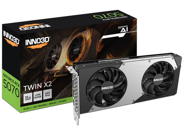 Tarjeta de Video NVIDIA GeForce RTX 5070 Inno3D TWIN X2, 12GB GDDR7, 1xHDMI, 3xDisplayPort, PCI Express 5.0.