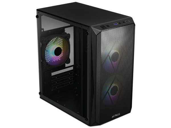 Gabinete Acteck Doom Gl630 Micro Torre, Micro-ATX, Fuente de poder de 500W, Color Negro.