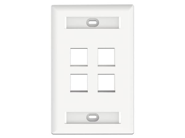 Placa de pared Panduit NK4FWHY de 4 salidas RJ45 tipo keystone. Color Blanco