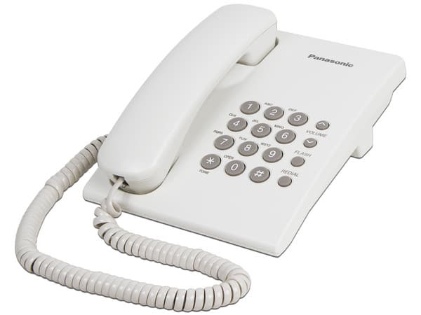 Teléfono Alámbrico Panasonic KX-TS500, Básico, una Linea, sin Memorias, Color Blanco.