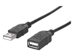 Cable USB Manhattan 308519, USB A a USB A (M-H), 1m, Color Negro. - imagen 1