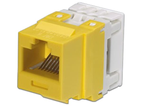 Conector Jack Panduit Estilo 110 de 8 Posiciones, Tipo Keystone, Categoría 6, Color Amarillo.