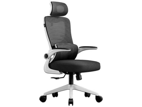 Silla de Oficina Flux Prime EC636HR, Reposabrazos Abatibles, Soporta hasta 100Kg, Color Blanco con Negro.