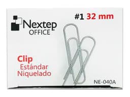 Clip Estándar Nextep Niquelado, #1, 32mm, caja con 10 unidades con 100 Clips c/u. - imagen 1