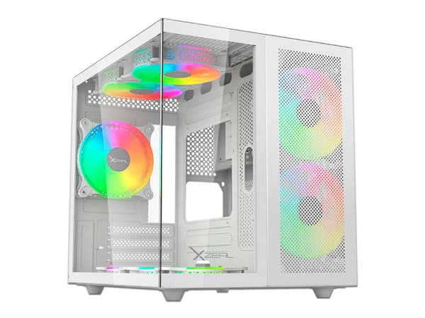 Gabinete Gamer Xzeal Cubo XZGAMC1W, Micro ATX, Mini ITX, ARGB, (sin fuente de poder). Color Blanco.