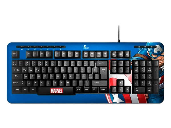 Teclado Estándar Xtech M401CA, USB, Edición Marvel Capitán América. (Versión Español)