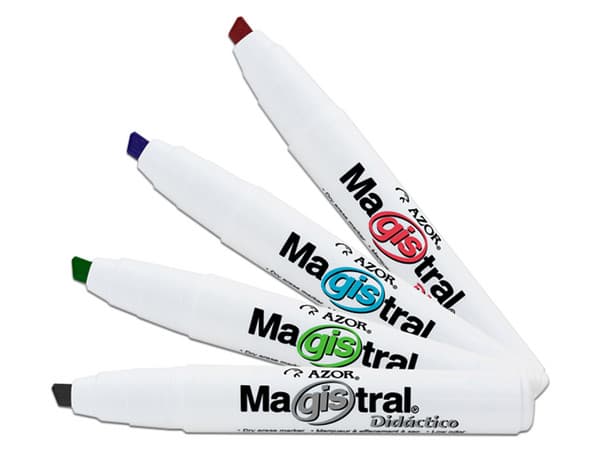 Marcador para Pizarrón Azor Magistral Didáctico de punta fina, colores surtidos. Paquete con 4 piezas.