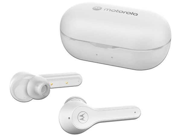 Audífonos Inalámbricos Motorola Moto Buds 085 con Estuche de Carga, Bluetooth, Resistente al agua. Color Blanco.