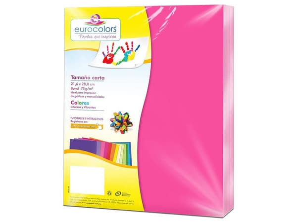 Papel cortado Eurocolors EC0081 tamaño Carta, 100 piezas. Color Rosa.