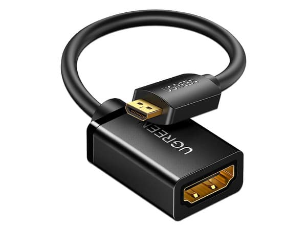 Adaptador Micro HDMI a HDMI (M-H), Tecnología 3D, 22cm, Color negro.