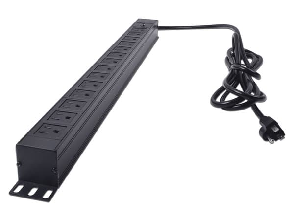 PDU Barra Vertical multicontacto LinkedPro LP-PDU-14C-125V con 14 salidas para montaje en rack de 19". Color Negro