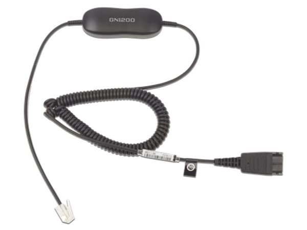 Cable para Auriculares Jabra GN1200, Conexión QD - RJ-10, 2m, Color Negro.