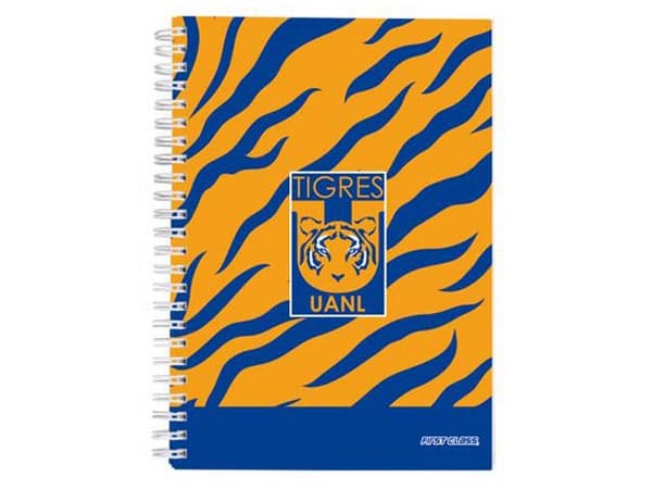 Libreta Dietrix First Class, Pasta Dura, Doble Anillo, 80 Hojas Raya, Club Tigres UANL Modelo De Corazón.