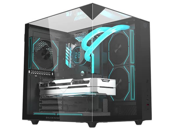 Gabinete, Balam Rush Tank Majestic 6600, Media Torre, 3 Ventiladores ARGB, Cristal, ATX / Micro ATX / Mini ITX, Sin Fuente, Color Negro.
