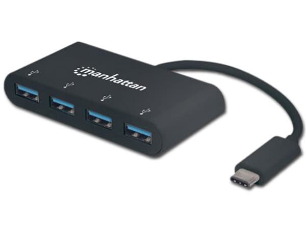 Hub Manhattan USB-C a 4 Puertos USB A.
