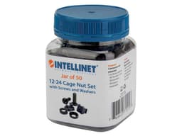 Paquete de 50 Tornillos Intellinet con tuercas y arandelas enjauladas para rack. - imagen 1