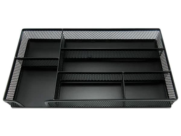 Organizador de Escritorio Nextep de malla metálica, 6 compartimentos. Color Negro.
