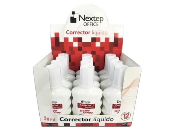 Corrector Líquido Nextep Botella 20ml Caja con 12 Piezas.