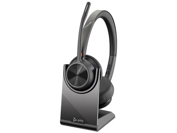 Audífonos Inalámbricos con Micrófono Poly Voyager 4320 con Base de Carga, Bluetooth 5.1, Receptor USB BT700. Color Negro.